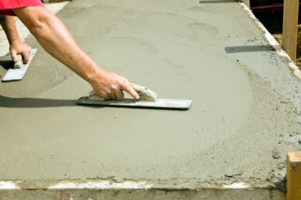 Concrete contractor working